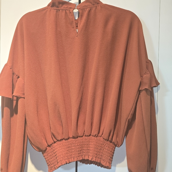 Cliche Ruffled Rust Cropped Top - Picture 5 of 6